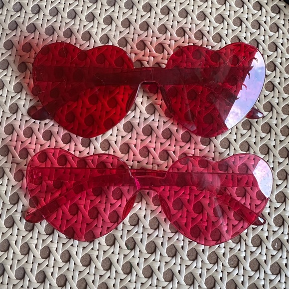 Pink & Red Rimless Heart Sunglasses - Picture 1 of 1